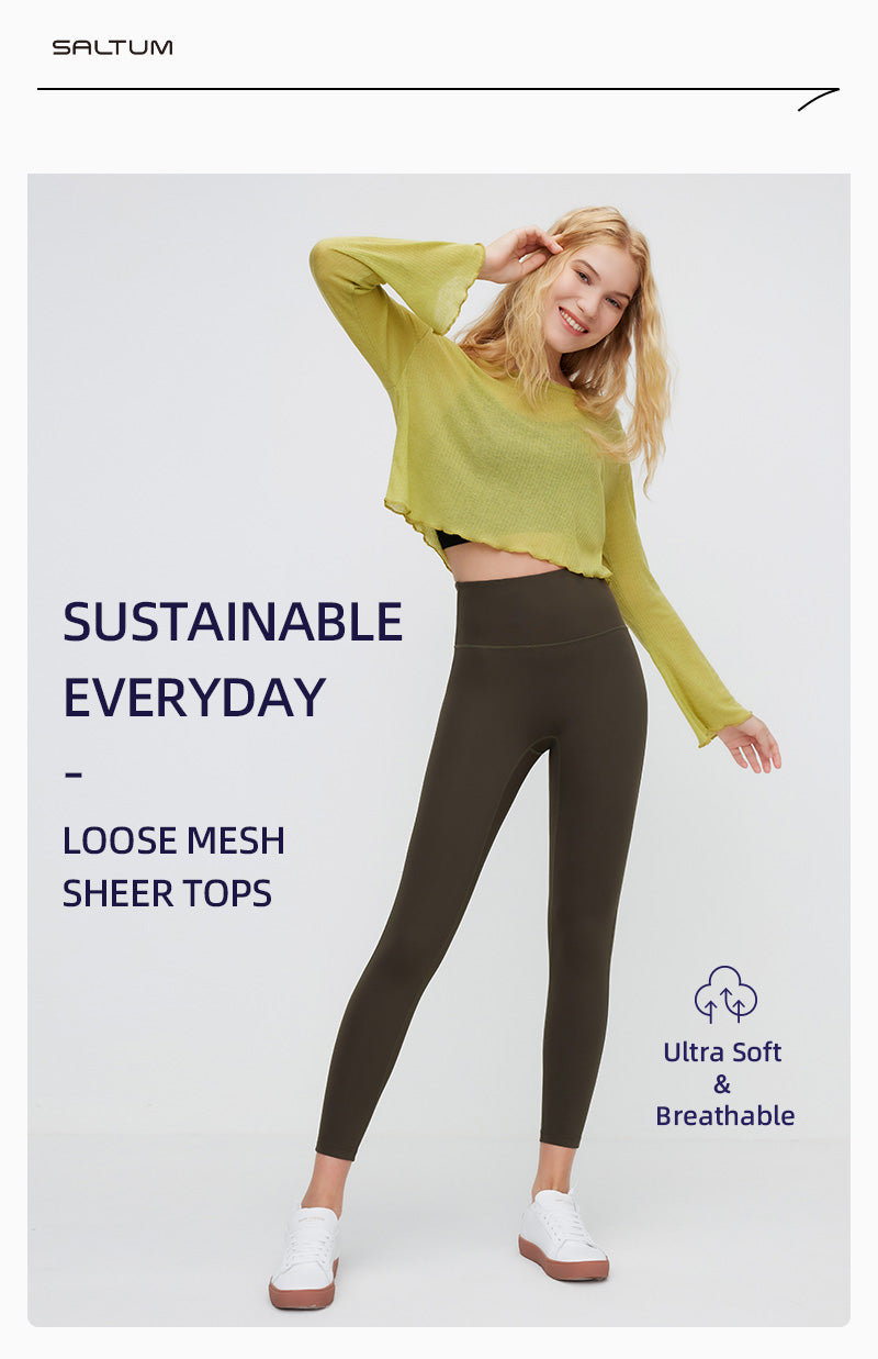 Saltum - Sustainable Everyday-Women's Loose Mesh Sheer Tops