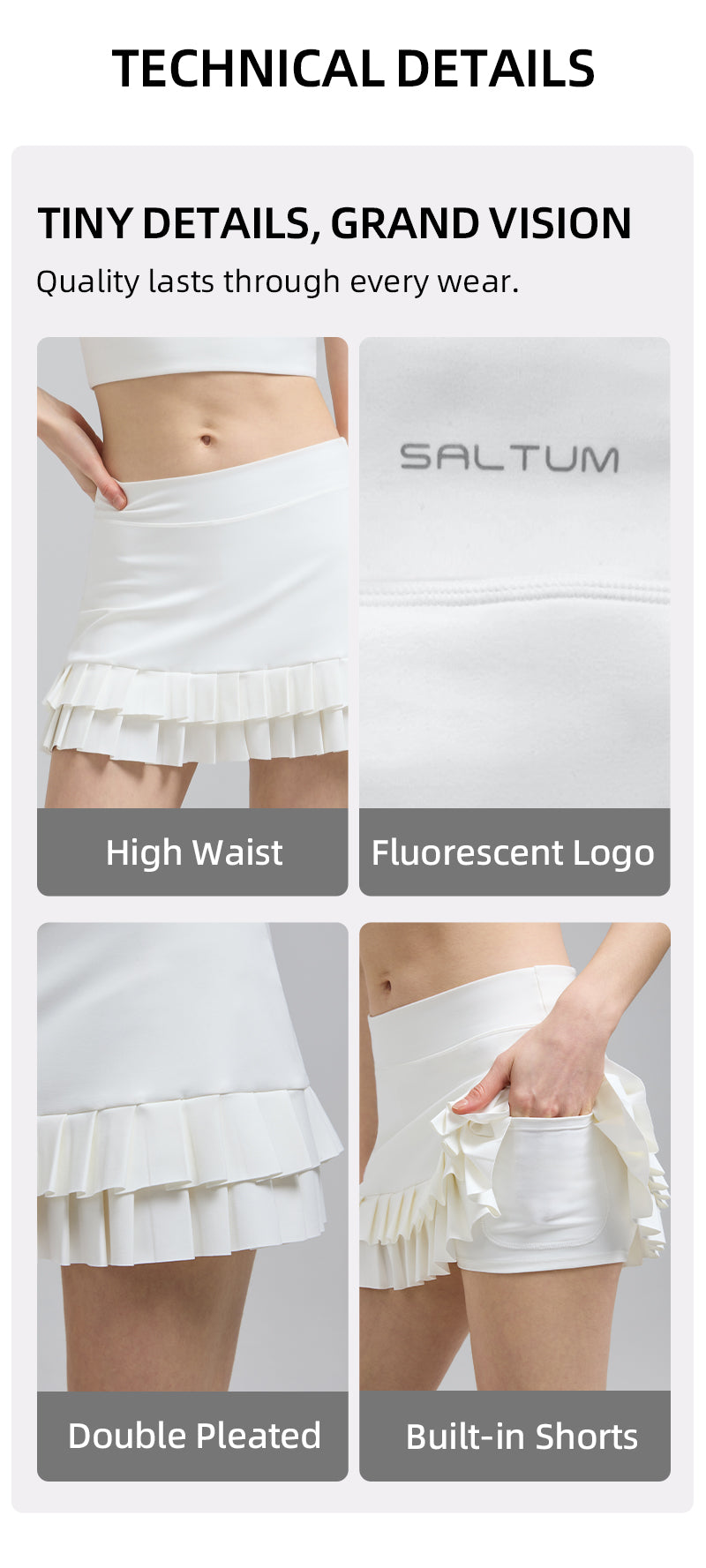 HiTense™ saltumsport Double Pleated Skirt