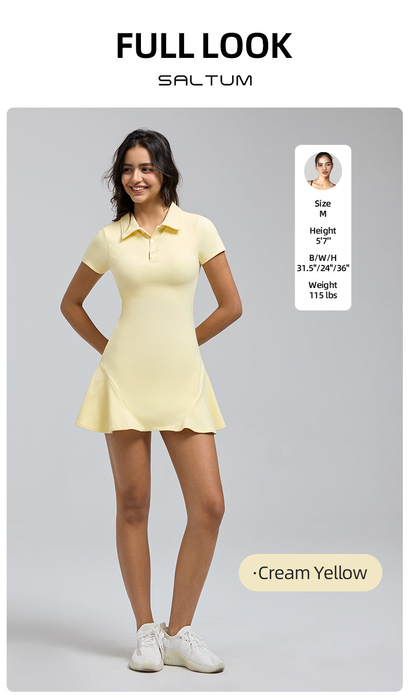 Saltum Sports - FlexEase 2.0 Short Sleeve Tennis Dress with ShortsHiTense High-Rise Pleated Mini Skirt-Lt Green saltumsports-ALO-LULULEMON